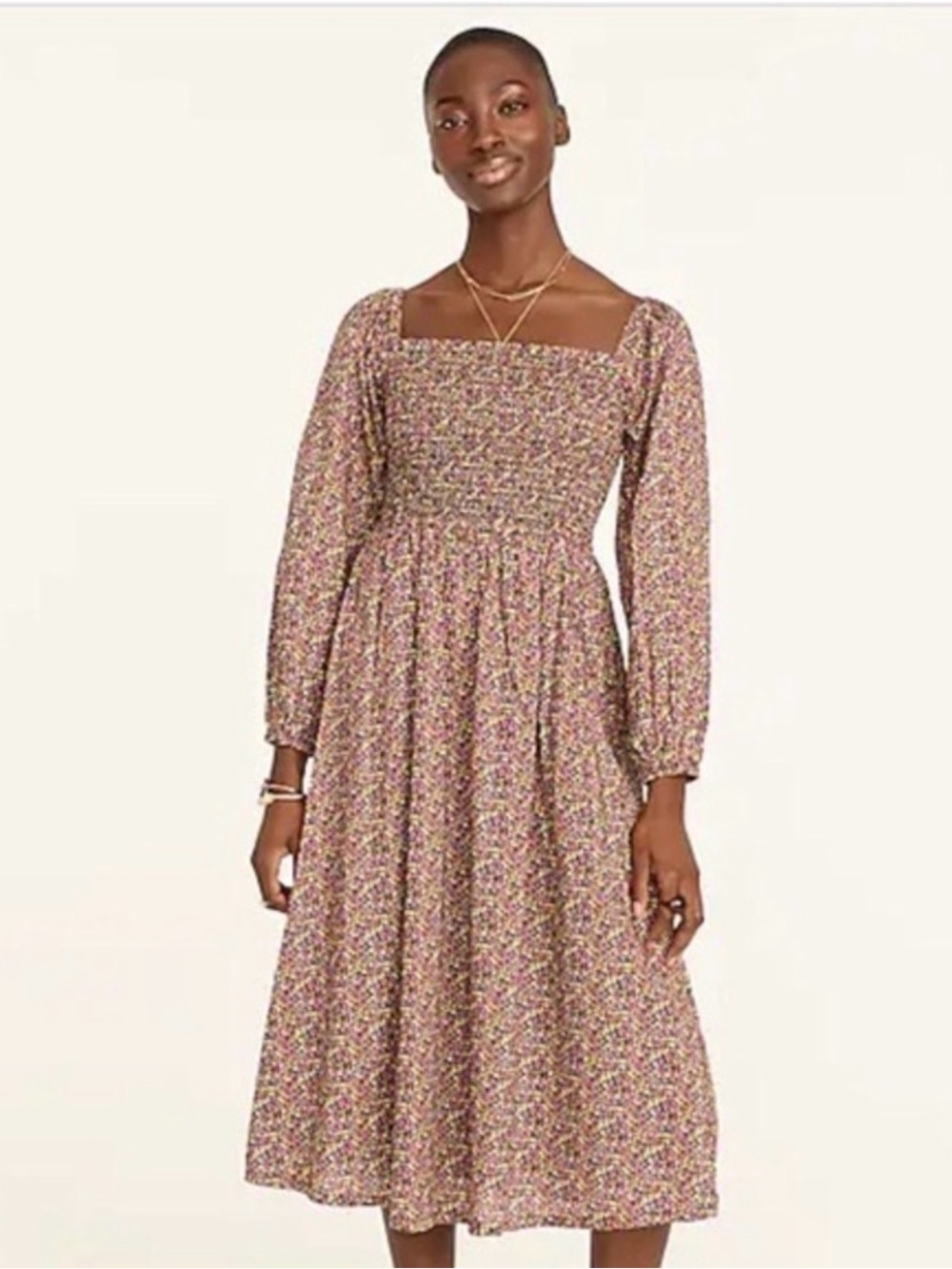 J.Crew Daydream Dress Liberty Busy Izzy Floral Medium Smocked Midi